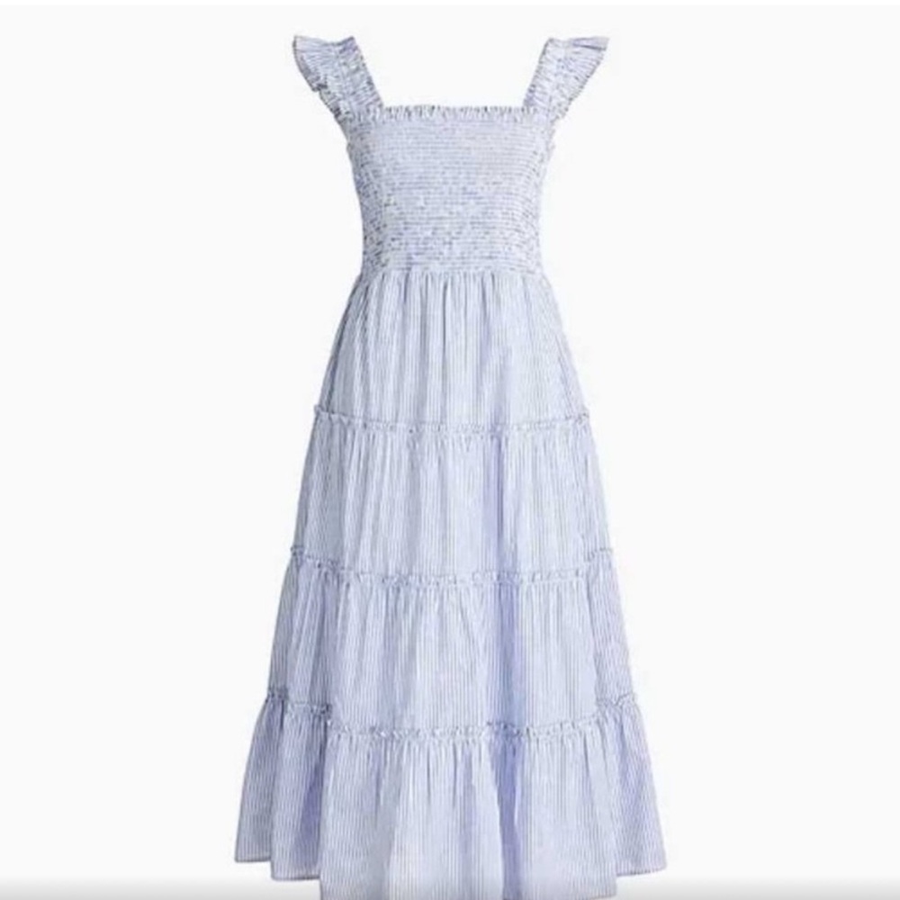JCREW Smocked Tiered Midi Dress Size Small